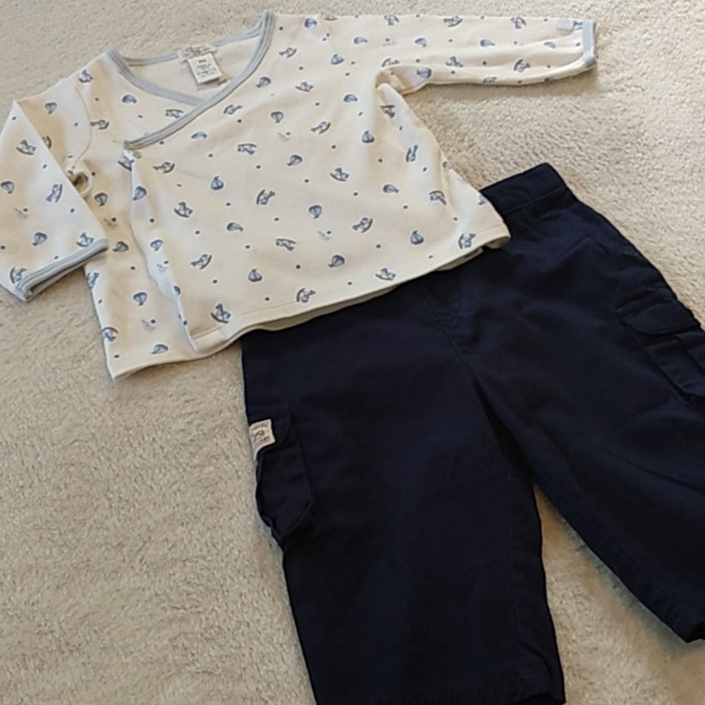 Chaps baby boy 9 months 2 piece outfit top & pants